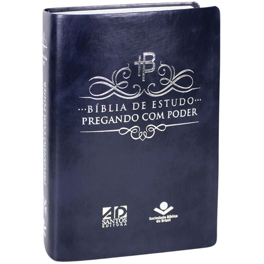 Bíblia de Estudo Pregando com Poder | ARC | Letra Normal | Capa Azul Nobre