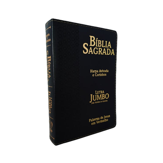 Bíblia Sagrada Letra Jumbo | ARC | Harpa Avivada e Corinhos | Capa PU Luxo Estrela Preta