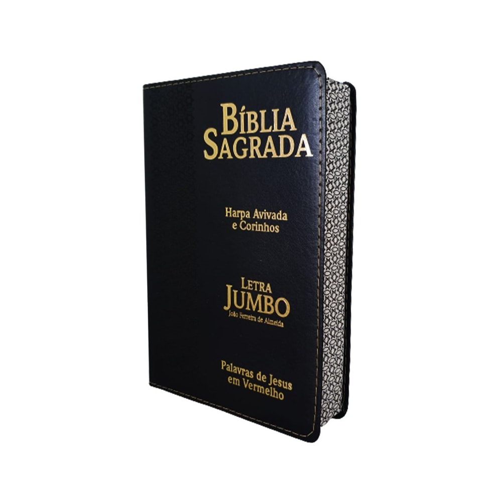 Bíblia Sagrada Letra Jumbo | ARC | Harpa Avivada e Corinhos | Capa PU Luxo Estrela Preta