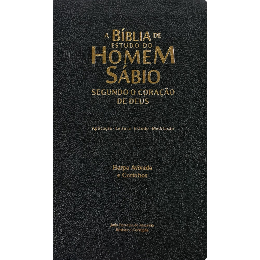 A Bíblia de Estudo do Homem Sábio | ARC | Letra Grande | Harpa Avivada e Corinhos | Capa Preta