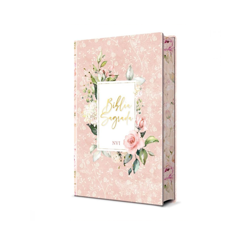 Biblia Sagrada Flores Rosa | NVI | Letra Normal | Capa Dura Soft-Touch