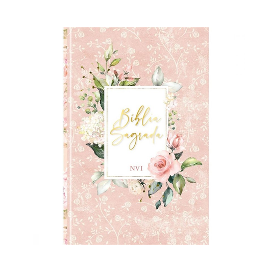 Biblia Sagrada Flores Rosa | NVI | Letra Normal | Capa Dura Soft-Touch