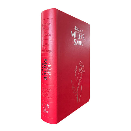 Bíblia de Estudo da Mulher Sábia | ARC | Harpa Avivada | Capa Magnólia Vermelha