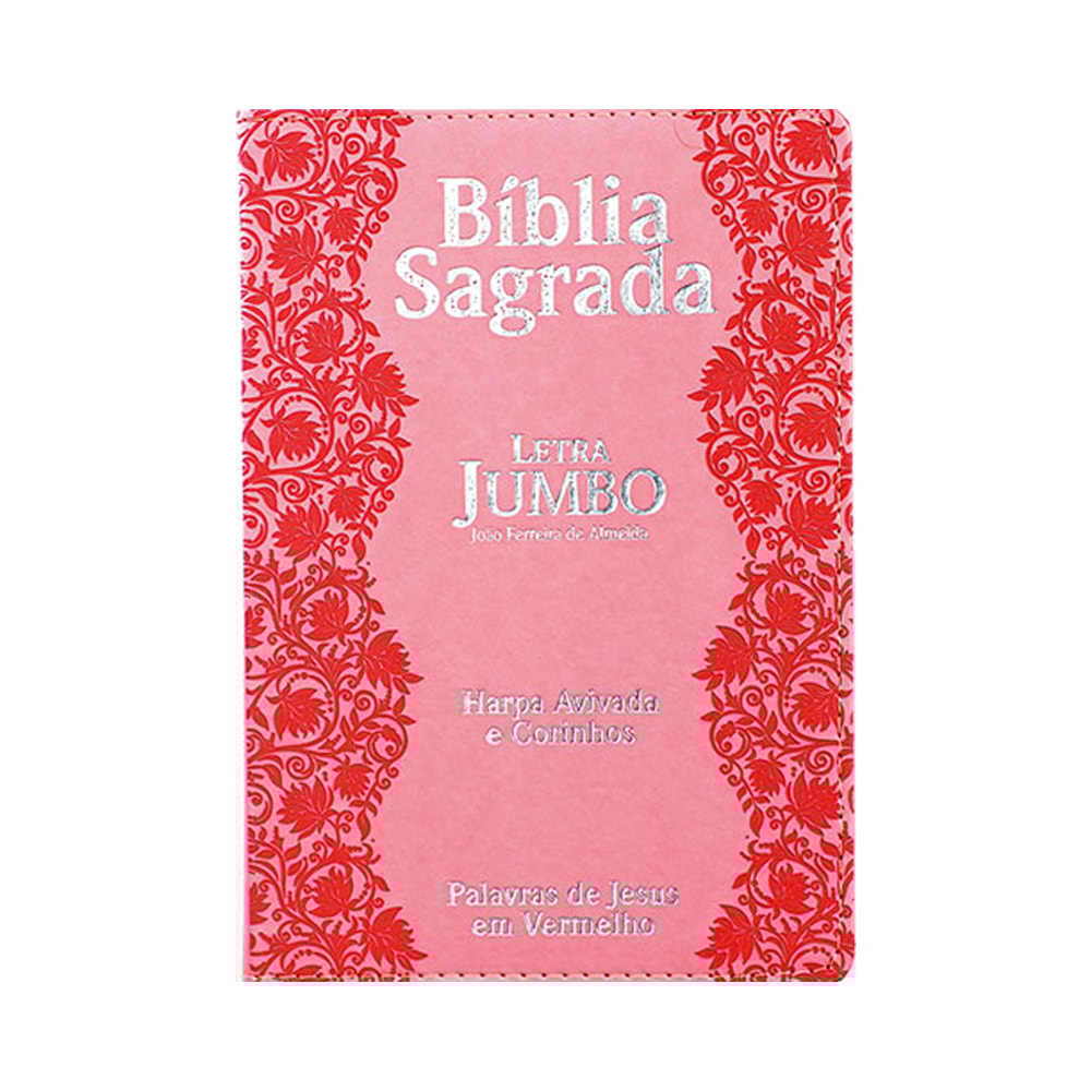 Bíblia Sagrada Letra Jumbo | ARC | Harpa Avivada e Corinhos | Capa PU Luxo Flores Rosa
