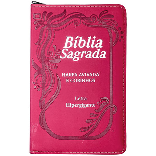 Bíblia Letra Hipergigante | Capa PU Zíper Com Índice | PINK