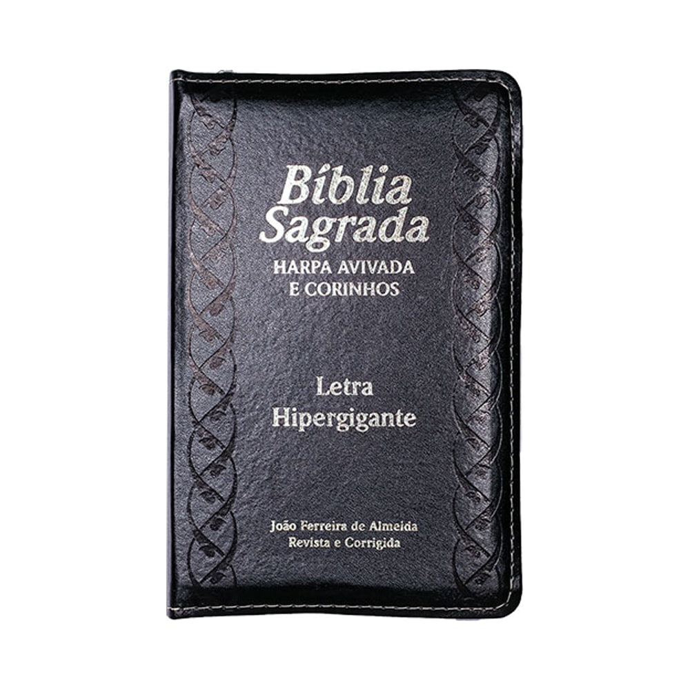 Bíblia Letra Hipergigante | Capa PU Zíper Com Índice | Preta