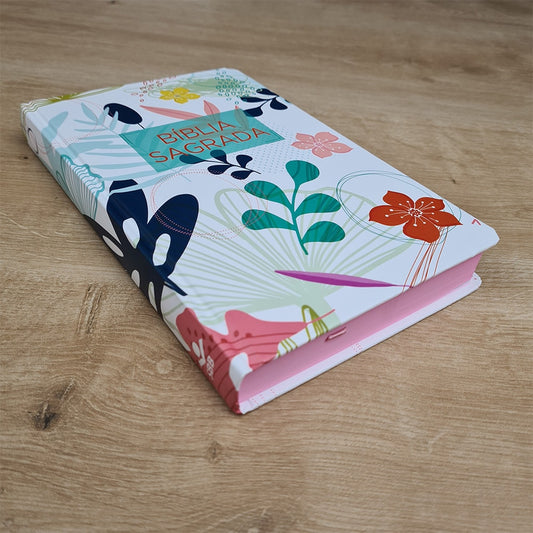 Bíblia Sagrada | Letra Normal | ARA | Capa Dura Branca Flores