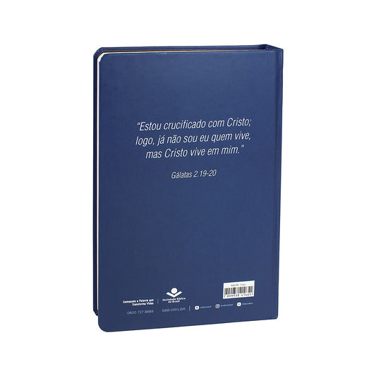 Bíblia Sagrada Cruz Prata | Letra Normal | ARA | Capa Dura Azul