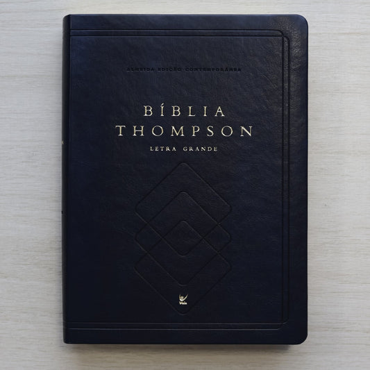 Bíblia Thompson de Estudo | AEC | Letra Grande C/ Índice | Capa Luxo Azul