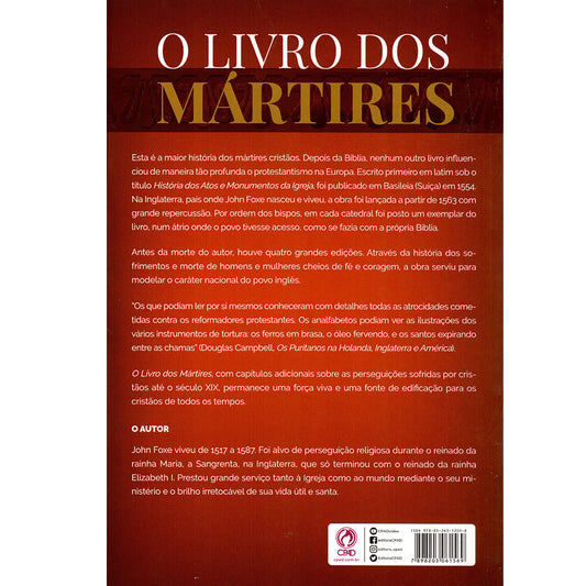 Livro dos Mártires | John Foxe | Capa Brochura