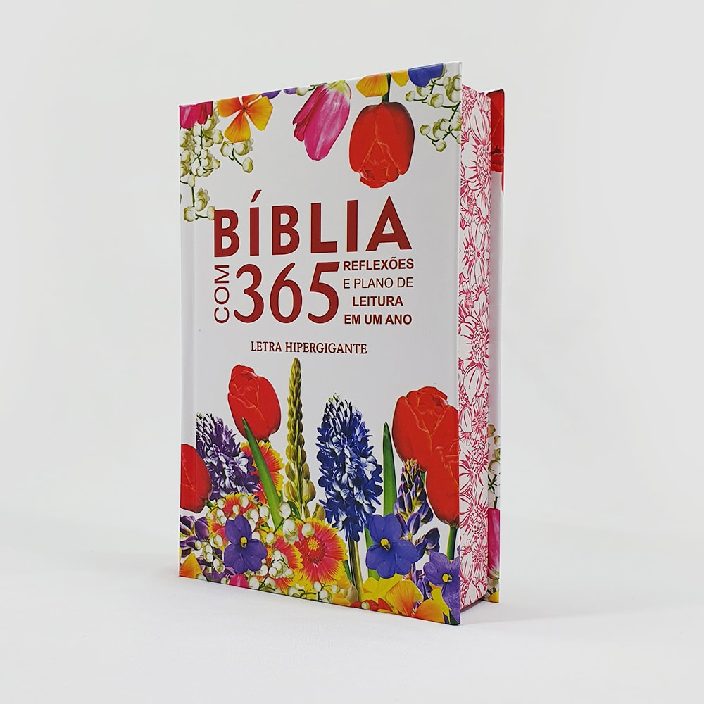 Bíblia com 365 Reflexões e Plano de Leitura | ARC | Hipergigante | Capa Dura Flores