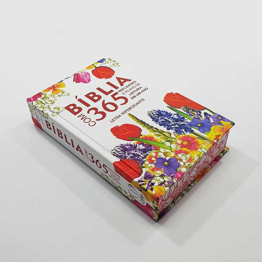 Bíblia com 365 Reflexões e Plano de Leitura | ARC | Hipergigante | Capa Dura Flores