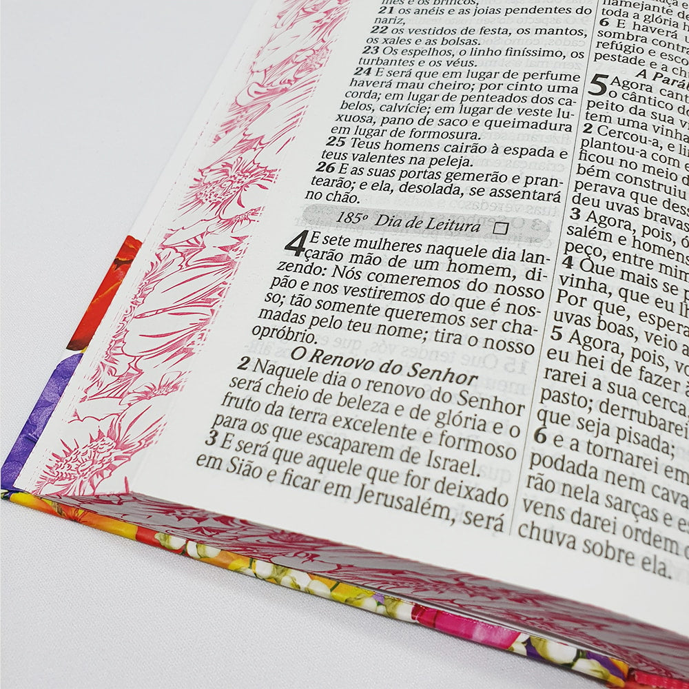 Bíblia com 365 Reflexões e Plano de Leitura | ARC | Hipergigante | Capa Dura Flores