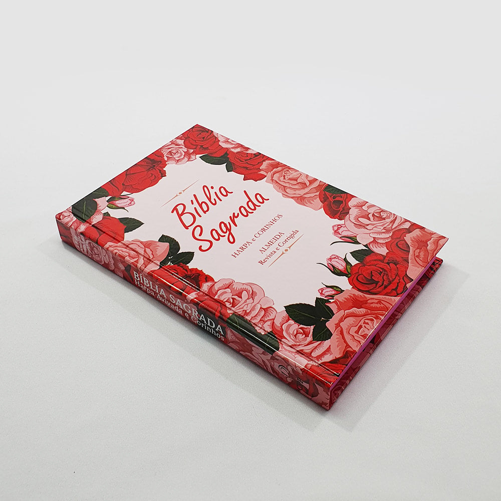 Bíblia Floral Rosas Feminina | ARC | Letra Normal | Harpa e Corinhos | Capa Dura