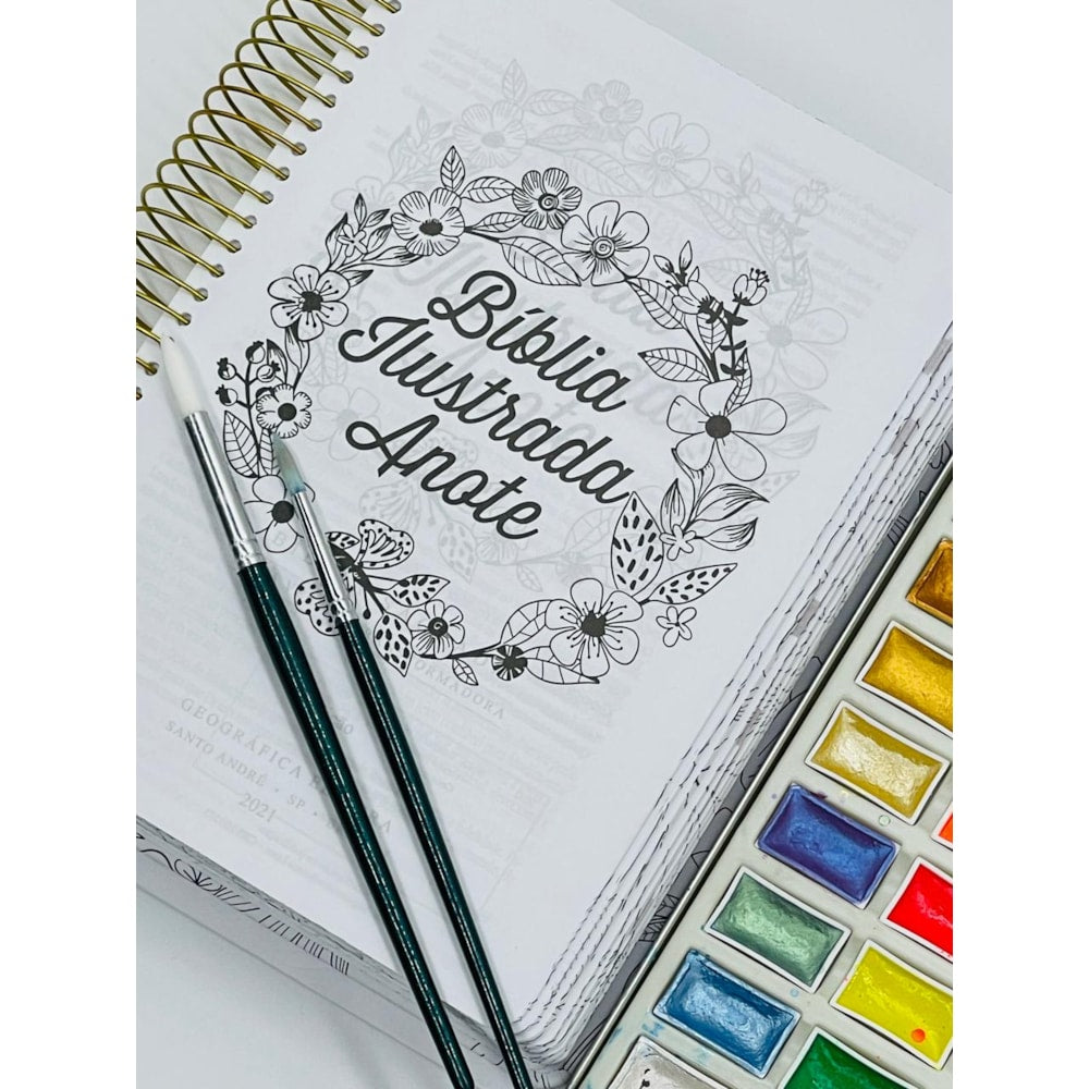 Bíblia Ilustrada Anote Tela Branca | NVT | Letra Normal | Capa Dura Espiral