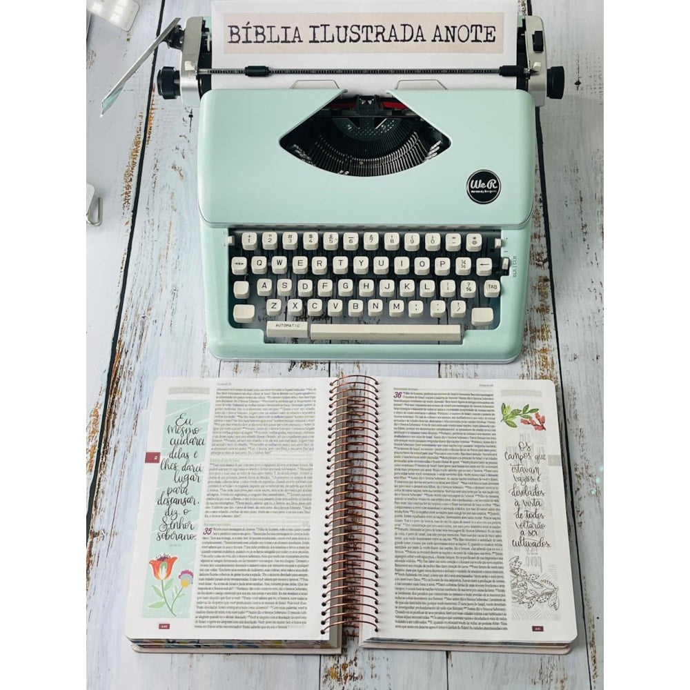 Bíblia Ilustrada Anote Tela Branca | NVT | Letra Normal | Capa Dura Espiral