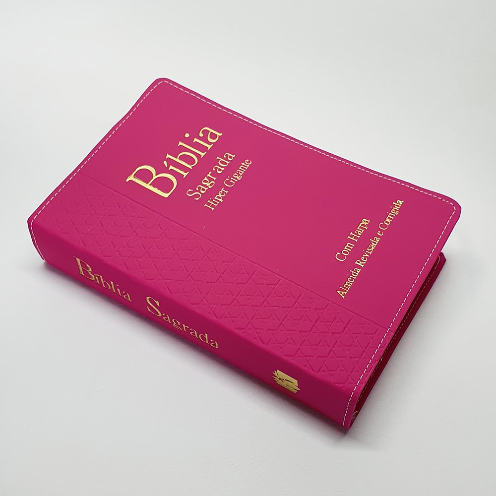 Bíblia Sagrada Harpa Avivada e Corinhos | ARC | Letra Hipergigante | Índice | Luxo Pink.