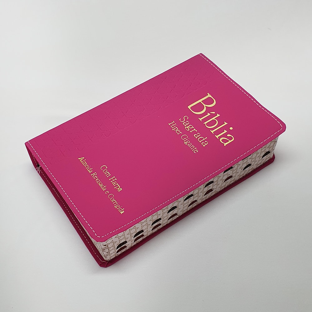Bíblia Sagrada Harpa Avivada e Corinhos | ARC | Letra Hipergigante | Índice | Luxo Pink.