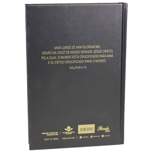 Bíblia Sagrada Cruz Listrada Dourada | Letra Normal | NAA | Capa Dura