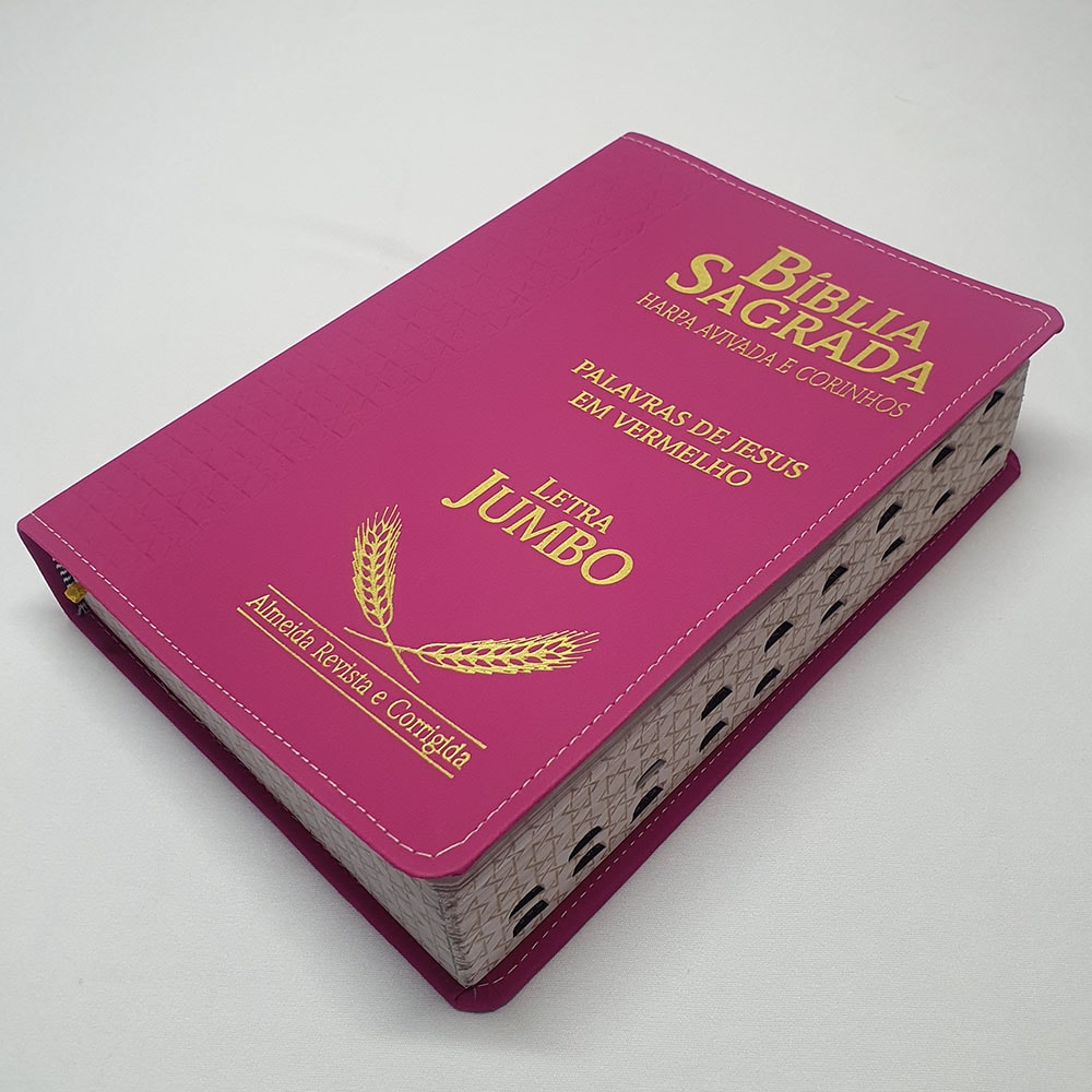 Bíblia Sagrada Harpa Avivada e Corinhos | ARC | Letra Jumbo | Índice | Luxo Pink