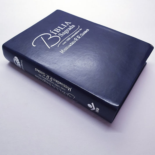 Bíblia Sagrada Comentada Missionário R R Soares | ARC |Letra Grande | Capa Luxo Azul
