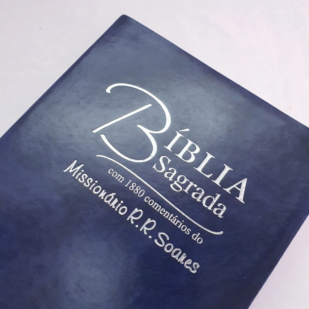 Bíblia Sagrada Comentada Missionário R R Soares | ARC |Letra Grande | Capa Luxo Azul