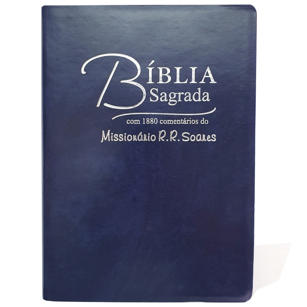 Bíblia Sagrada Comentada Missionário R R Soares | ARC |Letra Grande | Capa Luxo Azul