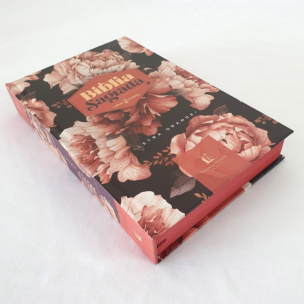 Bíblia Peônias Rosadas | Leitura Perfeita | ACF | Letra Grande | Capa Dura