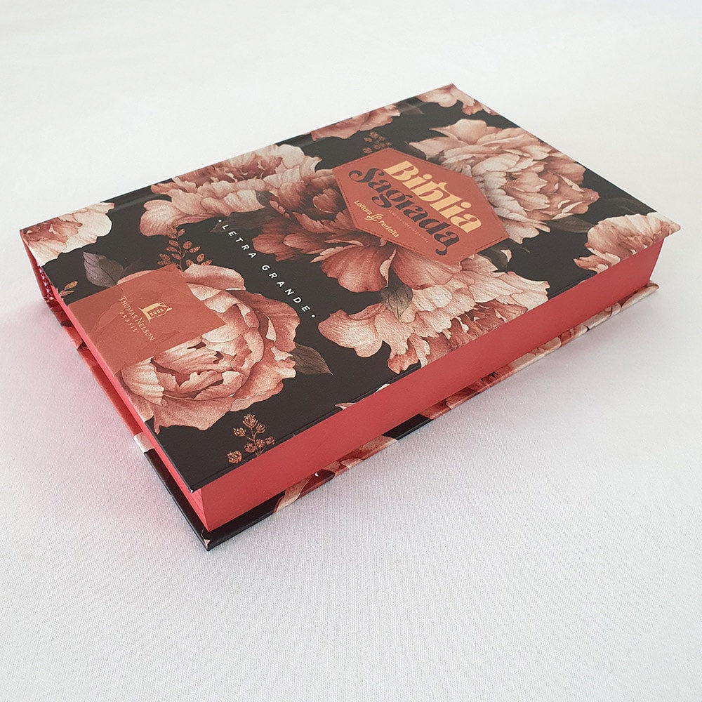 Bíblia Peônias Rosadas | Leitura Perfeita | ACF | Letra Grande | Capa Dura