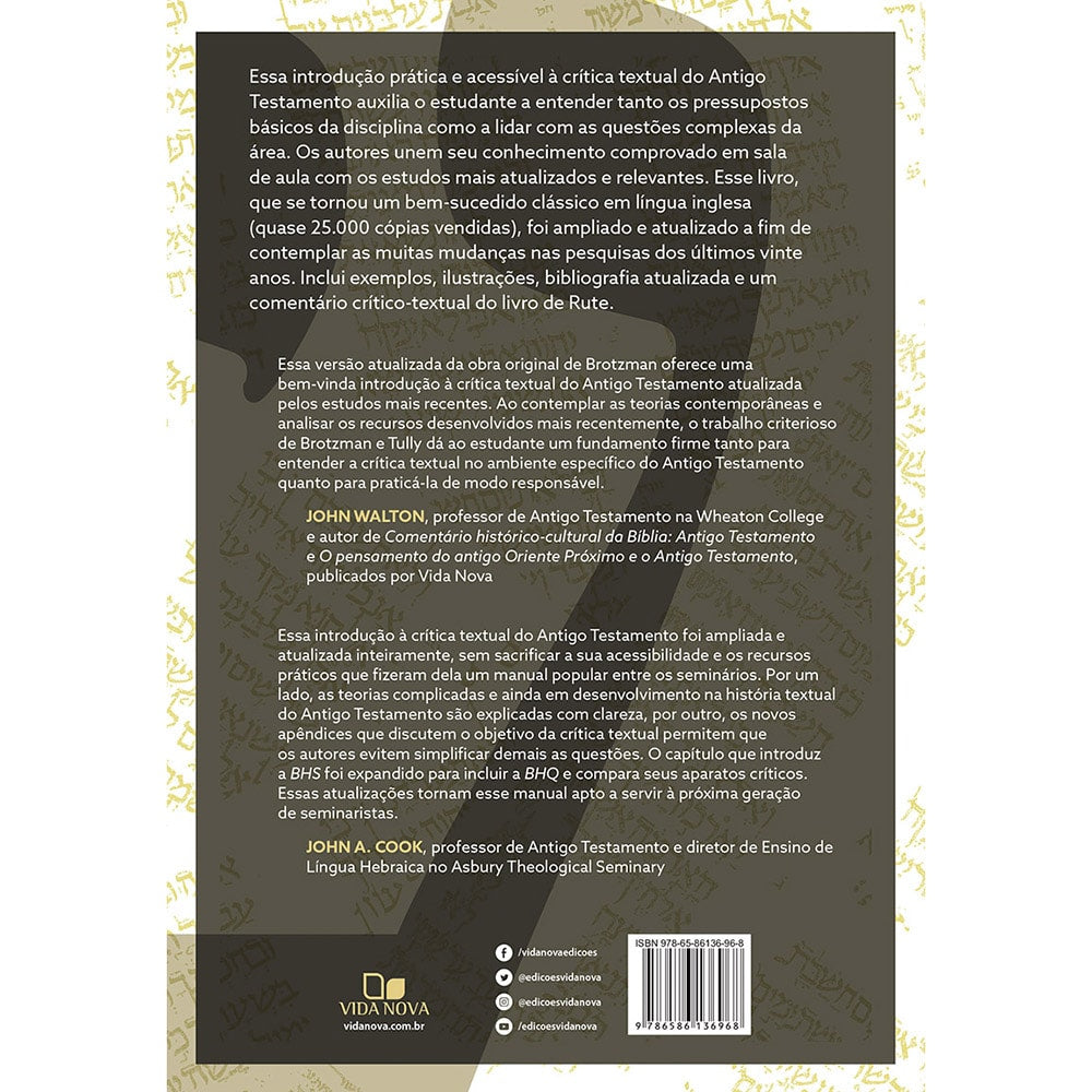Crítica Textual do Antigo Testamento | Ellis R Brotzman e Eric J Tully