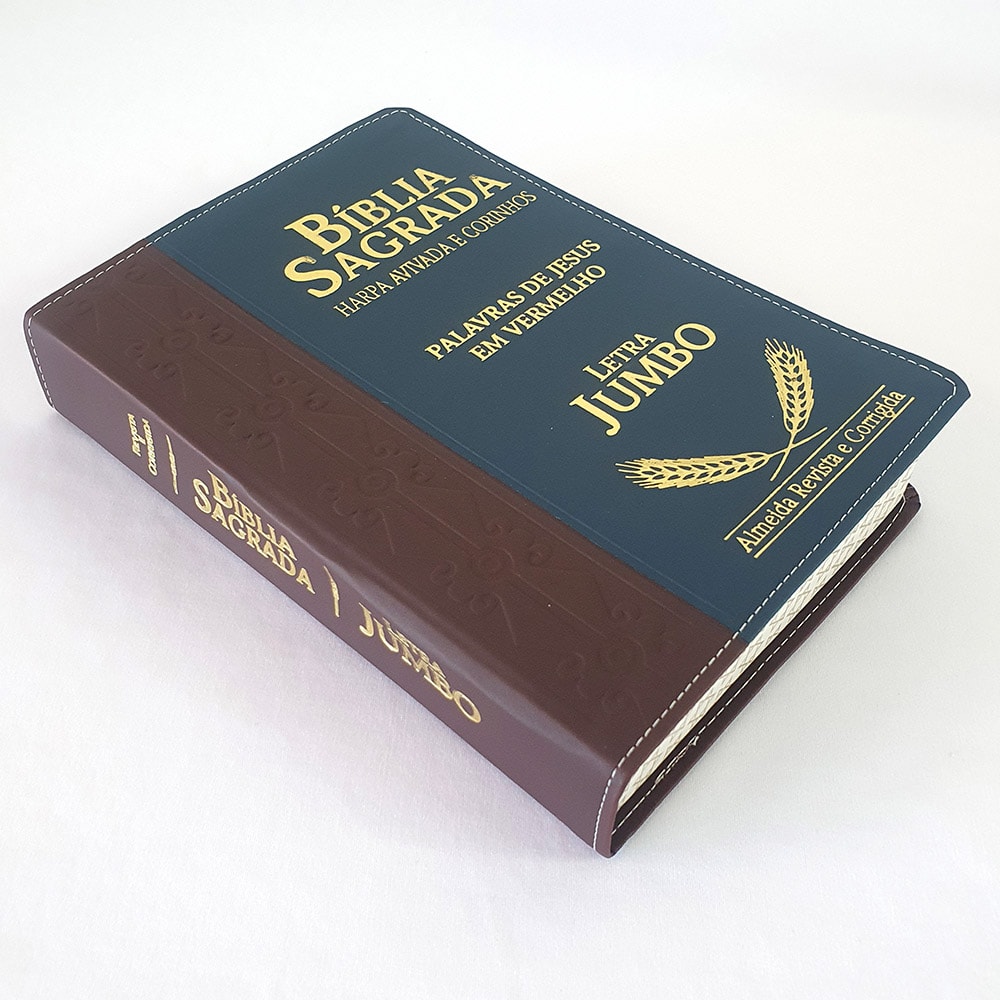 Bíblia Sagrada Harpa Avivada e Corinhos | ARC | Letra Jumbo | Índice | Bicolor Vinho e Azul