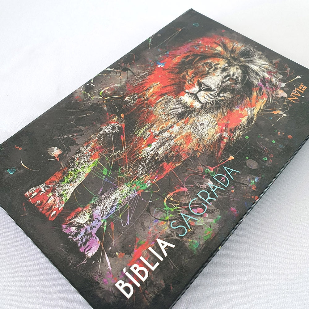 Bíblia Slim Leão Grafite | NVI | Letra Normal | Capa Dura