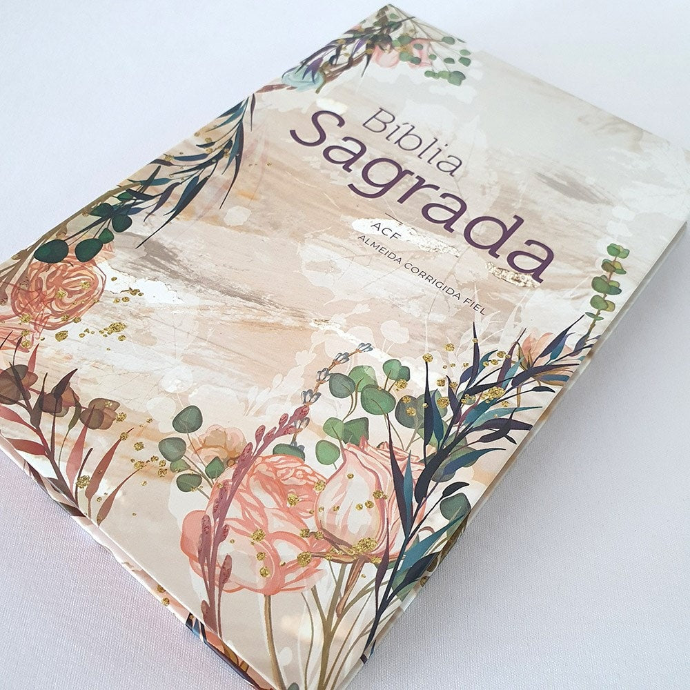 Bíblia Flor Marmorizada | ACF | Letra Normal | Capa Dura