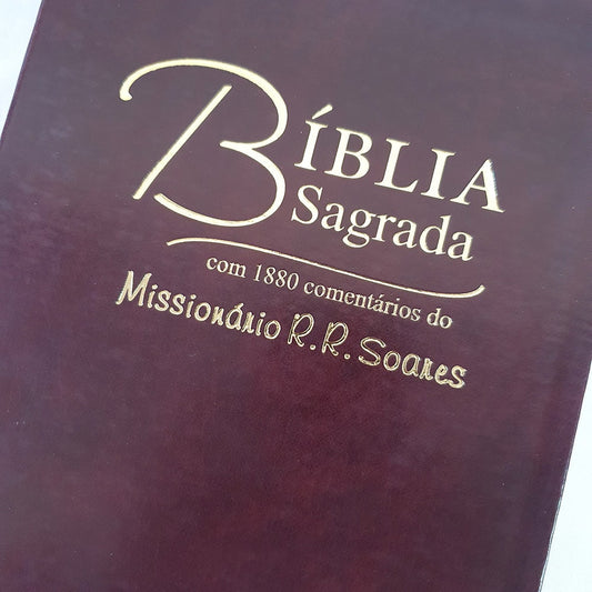 Bíblia Sagrada Comentada Missionário R R Soares | ARC |Letra Grande | Capa Luxo Vinho