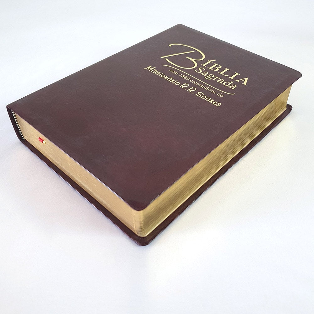 Bíblia Sagrada Comentada Missionário R R Soares | ARC |Letra Grande | Capa Luxo Vinho