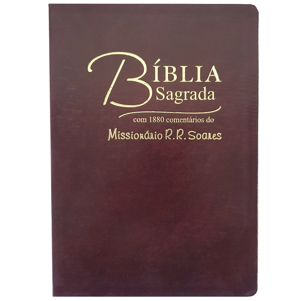 Bíblia Sagrada Comentada Missionário R R Soares | ARC |Letra Grande | Capa Luxo Vinho