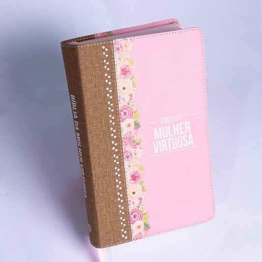 Bíblia da Mulher Virtuosa | ARC | Letra Normal | PU Luxo Rosê