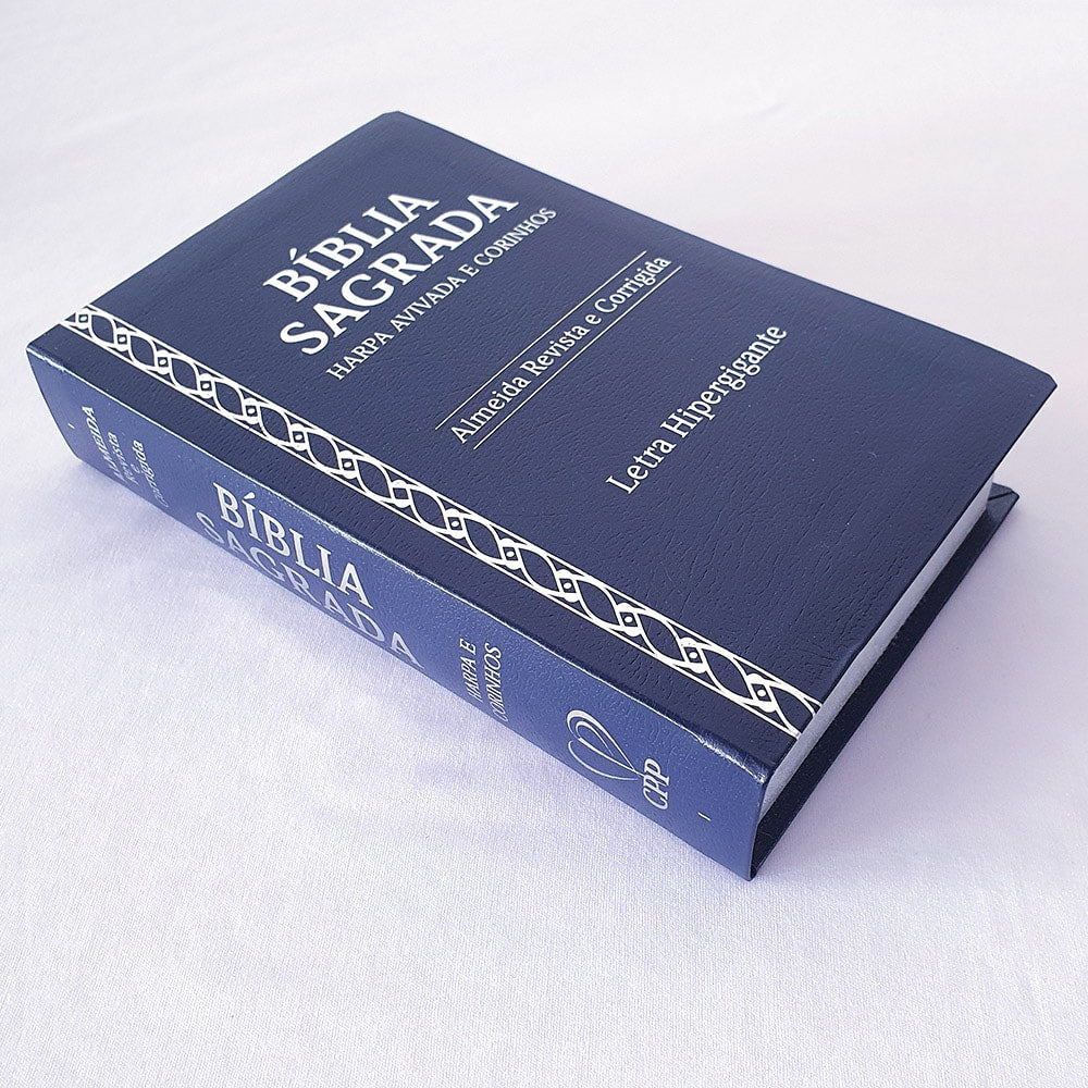 Bíblia Sagrada Harpa Avivada e Corinhos | ARC | Letra Hipergigante | Coverbook Luxo Azul