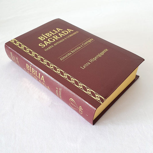Bíblia Sagrada Harpa Avivada e Corinhos | ARC | Letra Hipergigante | Coverbook Luxo Bordô