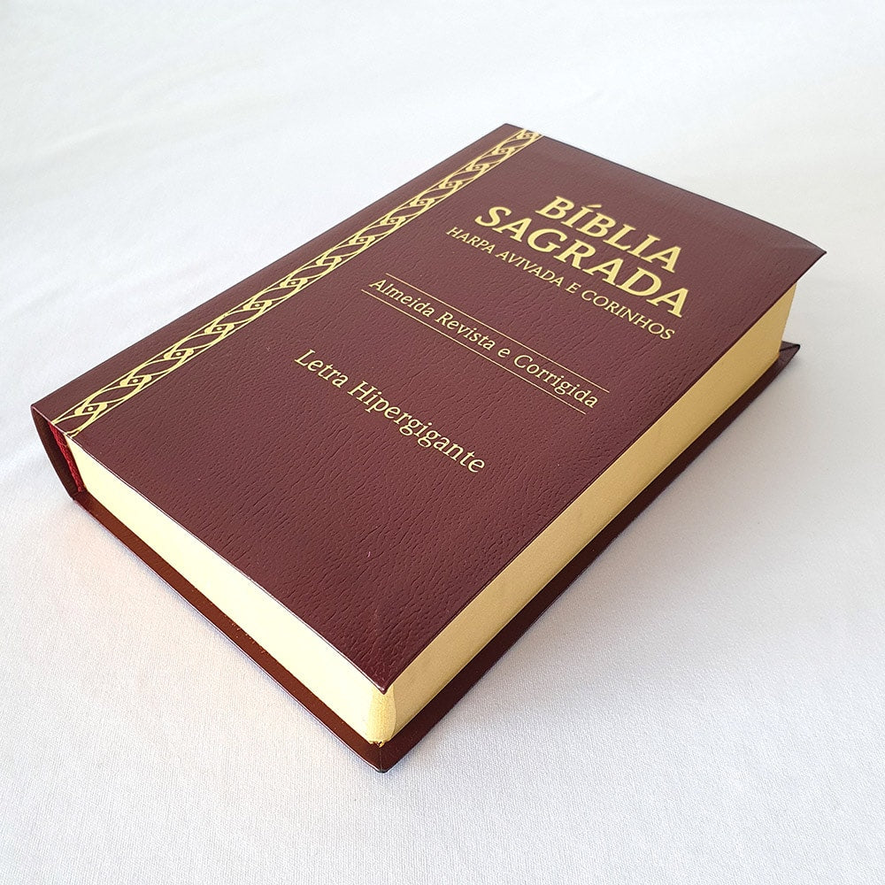 Bíblia Sagrada Harpa Avivada e Corinhos | ARC | Letra Hipergigante | Coverbook Luxo Bordô