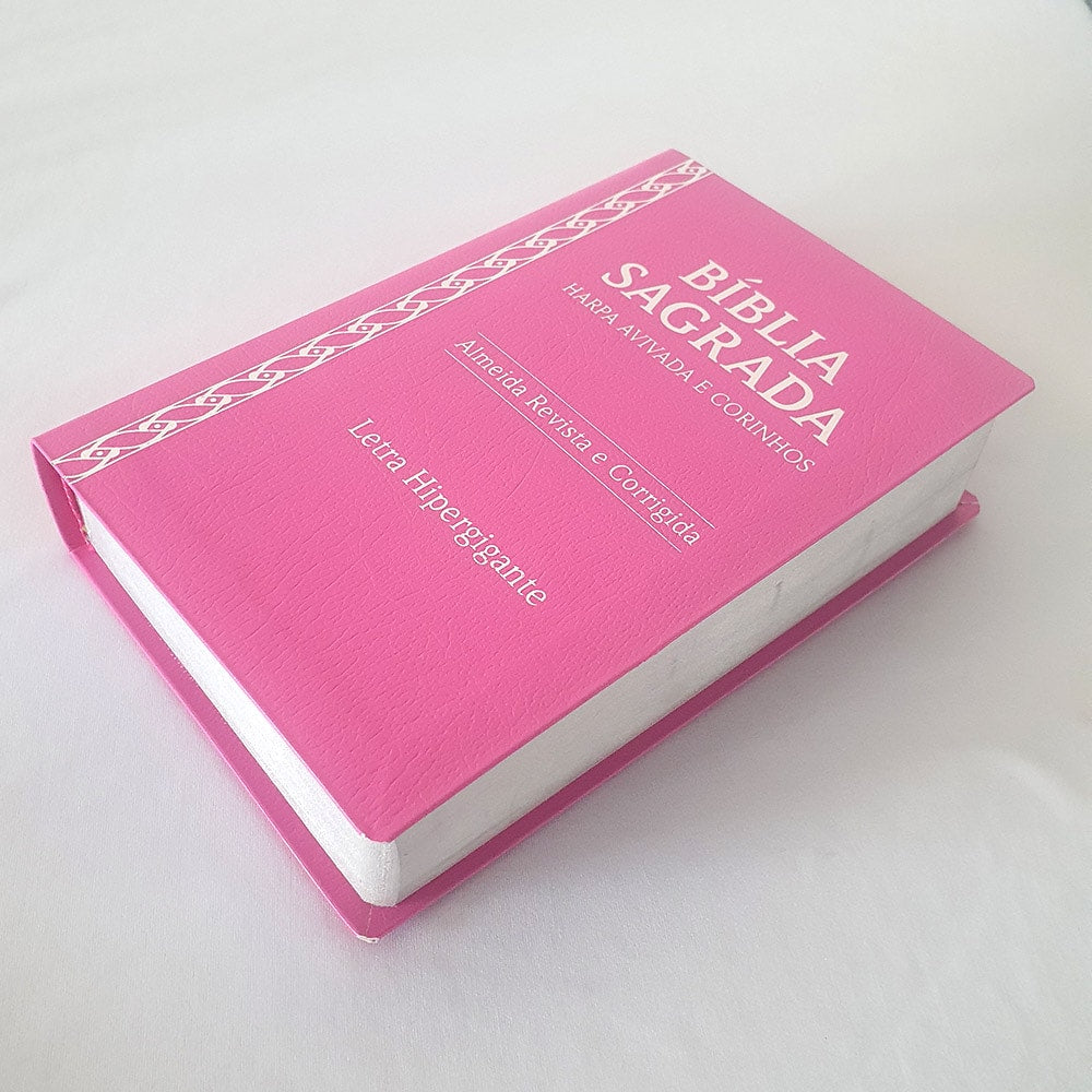 Bíblia Sagrada Harpa Avivada e Corinhos | ARC | Letra Hipergigante | Coverbook Luxo Pink