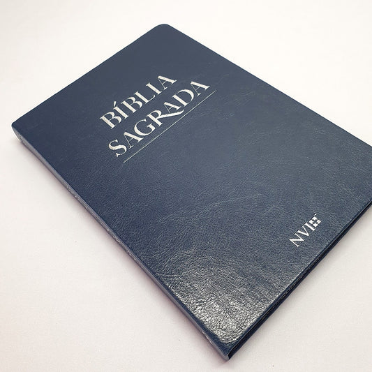 Bíblia Sagrada Slim | NVI | Letra Maior | PU Semi Luxo Azul