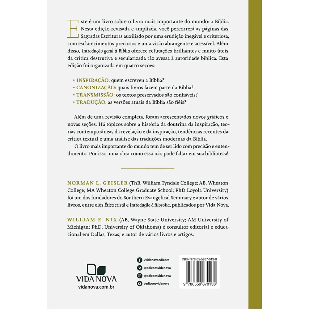 Introducão Geral à Bíblia | Norman L Geisler e William E Nix