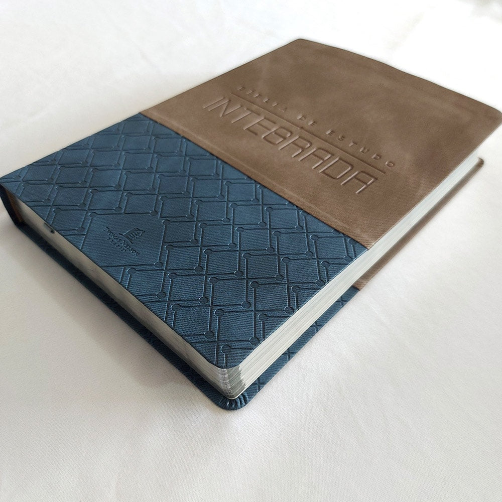 Bíblia de Estudo Integrada | NVI | Letra Normal | Capa Luxo Cinza e Azul