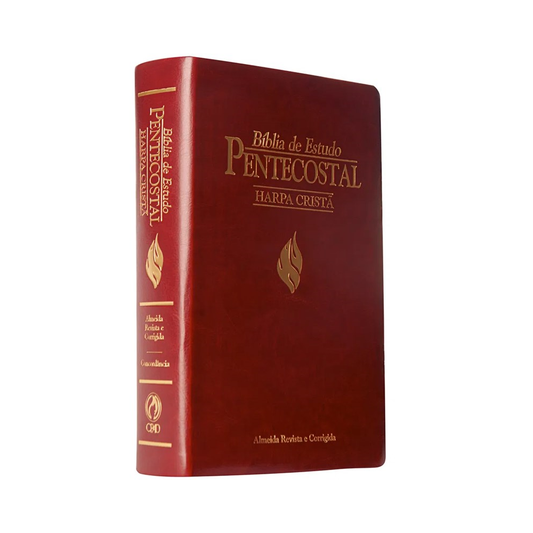 Bíblia de Estudo Pentecostal Média com Harpa Cristã | ARC | Vinho