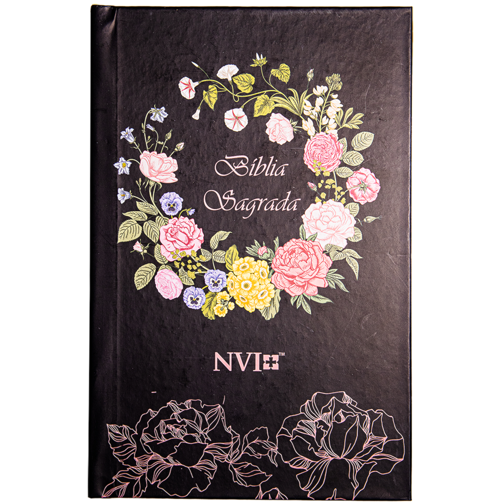 Bíblia Sagrada Slim Contorno Rosas Pretas | NVI | Letra Normal | Capa Dura