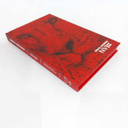 Bíblia Sagrada Slim Leão Pontilhismo Vermelho | NVI | Letra Normal | Capa Dura