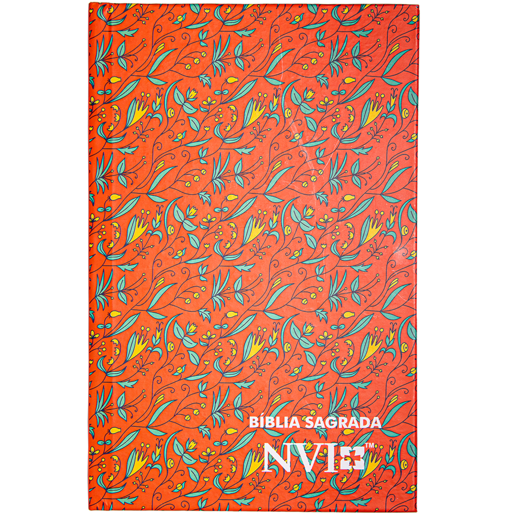 Bíblia Sagrada Slim Floral Salmão | NVI | Letra Normal | Capa Dura
