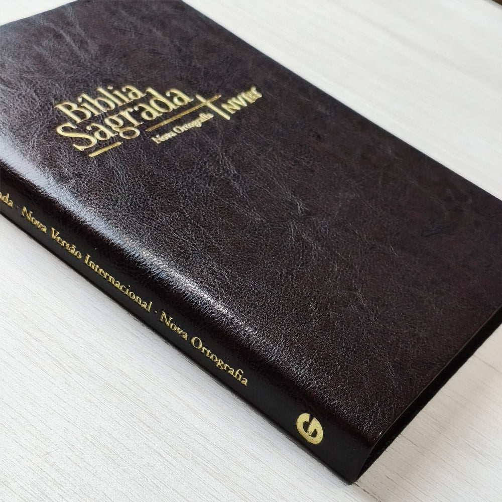 Bíblia Sagrada Slim | NVI | Letra Maior | Capa Luxo Marrom