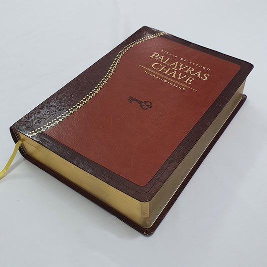 Bíblia de Estudo Palavras Chave | Letra Normal | ARC | Marrom Claro/Escuro